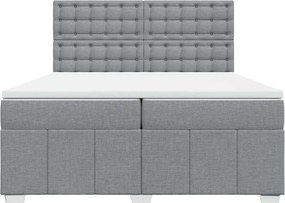 vidaXL Κρεβάτι Boxspring με Στρώμα Ανοιχτό Γκρι 200x200 εκ. Υφασμάτινο