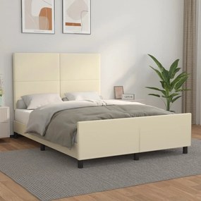 vidaXL Πλαίσιο Κρεβατιού με Κεφαλάρι Κρεμ 140x200 εκ. Συνθετικό Δέρμα