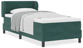 vidaXL κρεβάτι box spring με στρώμα  σε σκούρο πράσινο 100x200 εκ. βελούδο