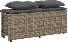 vidaXL Σετ Τραπεζαρίας Κήπου 3 τεμ. Γκρι Συνθ. Ρατάν με Μαξιλάρια