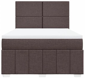 Κρεβάτι Boxspring με Στρώμα Σκούρο Καφέ 140x190 εκ. Υφασμάτινο - Καφέ