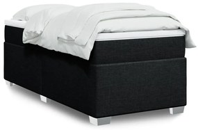 Κρεβάτι Boxspring με Στρώμα Μαύρο 90x190 εκ.Υφασμάτινο - Γκρι