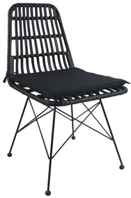 Καρέκλα Κήπου ArteLibre ALFONSE Μαύρο Μέταλλο/Rattan 47x62x81cm-14510018