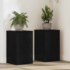 vidaXL Βάση φυτών 2 pcs Μαύρη Οξυά 30 x 30 x 50 cm Επεξεργασμένο ξύλο
