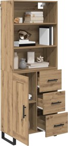vidaXL Highboard με συρτάρι 2 pcs Artisan Oak Επεξεργασμένο ξύλο