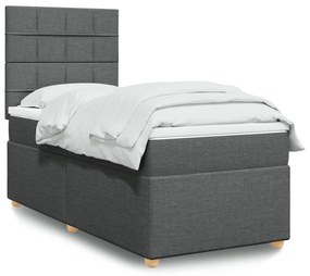 Κρεβάτι Boxspring με Στρώμα Σκούρο Γκρι 80x200 εκ. Υφασμάτινο