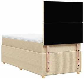 vidaXL Κρεβάτι Boxspring με Στρώμα Κρεμ 100 x 200 εκ. Υφασμάτινο
