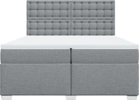 vidaXL Κρεβάτι Boxspring με Στρώμα Ανοιχτό Γκρι 200x200 εκ. Υφασμάτινο