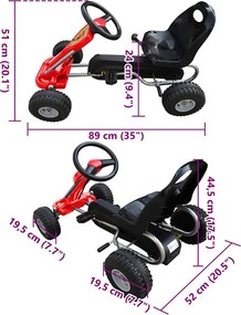 vidaXL Go Kart με Πετάλια Κόκκινο