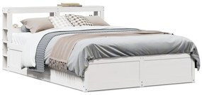 vidaXL Πλαίσιο Κρεβατιού με Κεφαλάρι Λευκό 140x200 εκ. από Μασίφ Πεύκο