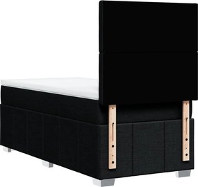 vidaXL Κρεβάτι Boxspring με Στρώμα Μαύρο 100 x 200 εκ. Υφασμάτινο