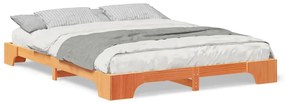 vidaXL Κρεβάτι δαπέδου Καφέ 160 x 220 cm Μασίφ ξύλο πεύκου