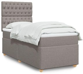 Κρεβάτι Boxspring με Στρώμα Taupe 90x200 εκ. Υφασμάτινο