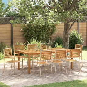 vidaXL Σετ Τραπεζαρίας Κήπου 9 pcs Μπεζ 200 x 100 x 74 cm