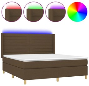 ΚΡΕΒΑΤΙ BOXSPRING ΜΕ ΣΤΡΩΜΑ &amp; LED ΣΚ.ΚΑΦΕ 160X200ΕΚ. ΥΦΑΣΜΑΤΙΝΟ 3138968