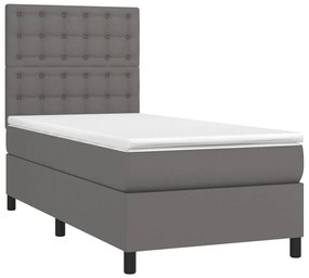 ΚΡΕΒΑΤΙ BOXSPRING ΜΕ ΣΤΡΩΜΑ &amp; LED ΓΚΡΙ 90X200 ΕΚ. ΣΥΝΘ. ΔΕΡΜΑ 3135925