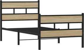 vidaXL Σκελετός Κρεβ. Χωρίς Στρώμα Sonoma Δρυς 100x190 εκ. Μεταλλικό