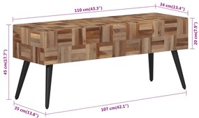 vidaXL Πάγκος 110 x 35 x 45 εκ. από Μασίφ Ανακυκλωμένο Teak