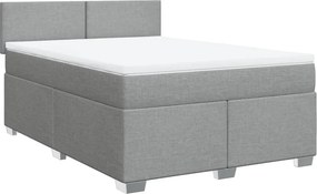 vidaXL Κρεβάτι Boxspring με Στρώμα Ανοιχτό Γκρι 140x200 εκ. Υφασμάτινο