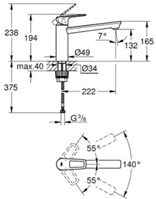 Μπαταρία κουζίνας Grohe BauLoop