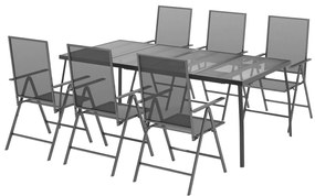 vidaXL Σετ Τραπεζαρίας Κήπου 7 Τεμαχίων Ανθρακί από Ατσάλι