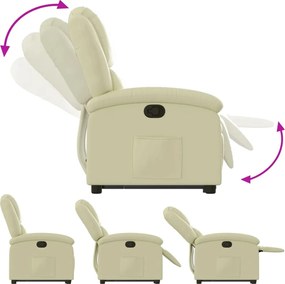 vidaXL Πολυθρόνα Ανακλινόμενη με Ανύψωση Κρεμ από Γνήσιο Δέρμα