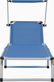 vidaXL Ξαπλώστρα Πτυσσόμενη Μπλε από Αλουμίνιο/Textilene με Σκίαστρο