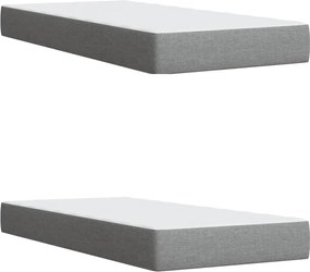 vidaXL Κρεβάτι Boxspring με Στρώμα Ανοιχτό Γκρι 200x200 εκ. Υφασμάτινο