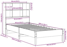 ΚΡΕΒΑΤΙ ΒΙΒΛΙΟΘΗΚΗ ΧΩΡΙΣ ΣΤΡΩΜΑ 90X200 ΕΚ. ΜΑΣΙΦ ΞΥΛΟ ΠΕΥΚΟΥ 3322881