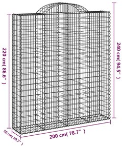vidaXL Συρματοκιβώτια Τοξωτά 4 τεμ. 200x50x220/240 εκ. Γαλβαν. Ατσάλι