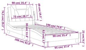 Πλαίσιο Κρεβατιού με Κεφαλάρι Μαύρο 90x190 εκ Συνθετικό Δέρμα - Μαύρο