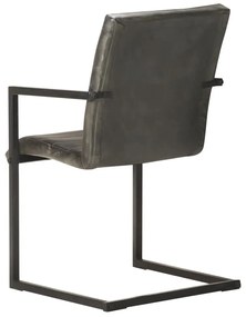 vidaXL Καρέκλες Τραπεζαρίας «Πρόβολος» 2 τεμ. Γκρι από Γνήσιο Δέρμα