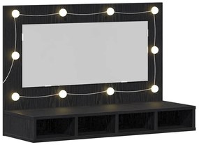 vidaXL Ντουλάπα Καθρέφτη με ράφι Μαύρη δρυς 90 x 31.5 x 62 εκ.