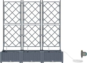 vidaXL Γλάστρα Κήπου 3 pcs Ανοιχτό Γκρι Ατσάλι