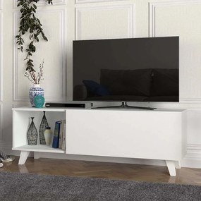 Έπιπλο τηλεόρασης Smart Megapap από μελαμίνη χρώμα λευκό 140x35x47εκ. - Μελαμίνη - GP042-0182,1
