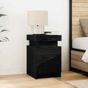 vidaXL Κομοδίνο με LED Φώτα Μαύρο Δρυς 35x39x55 εκ