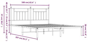 Πλαίσιο Κρεβατιού με Κεφαλάρι Λευκό 160x200 εκ. Μεταλλικό - Λευκό