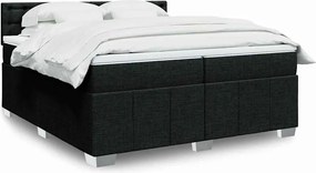 vidaXL Κρεβάτι Boxspring με Στρώμα Μαύρο 200x200 εκ. Υφασμάτινο