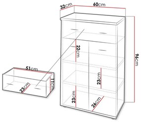 Locker Παπουτσοθήκη / Ντουλάπι Μπεζ 60x96x32