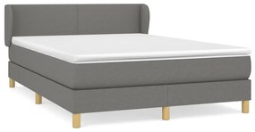 vidaXL Κρεβάτι Boxspring με Στρώμα Σκούρο Γκρι 140x190 εκ. Υφασμάτινο