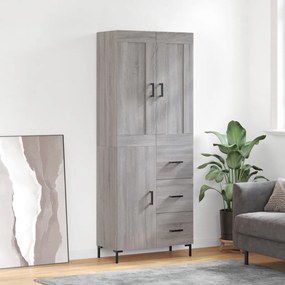 vidaXL Ντουλάπι Γκρι Sonoma 69,5 x 34 x 180 εκ. Επεξεργασμένο Ξύλο