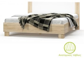 Κρεβάτι διπλό Geneva pakoworld φυσικό-λευκό 160x200εκ - Μελαμίνη - 173-000013