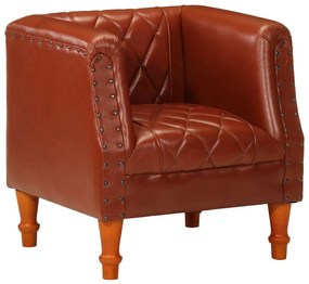 vidaXL Πολυθρόνα Μπάρελ Καφέ από Γνήσιο Δέρμα Κατσίκας