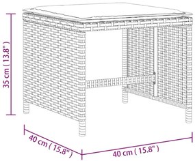 Σκαμπό Κήπου 4 τεμ. Καφέ 40x40x35 εκ. Συνθ. Ρατάν με Μαξιλάρια - Καφέ