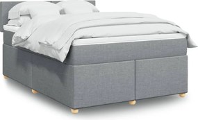 vidaXL Κρεβάτι Boxspring με Στρώμα Ανοιχτό Γκρι 140x190 εκ. Υφασμάτινο