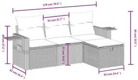 vidaXL Σετ Καναπέ Κήπου 4 τεμ. Μικτό Μπεζ Συνθετικό Ρατάν με Μαξιλάρια