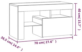 Κομοδίνα με LED 2 τεμ. Sonoma δρυς 70x36,5x40 εκ. - Καφέ