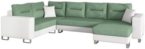 Γωνιακός καναπές Adoro-Φυστικί - Λευκό-Δεξιά
