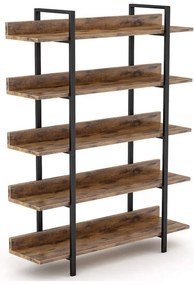 Βιβλιοθήκη Almond pakoworld καρυδί-μαύρο 119x27x185εκ
