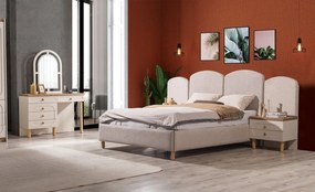 Stewehome Πολυτελής Κρεβατοκάμαρα MDF με Αποθηκευτικό Χώρο –μπεζ 160x200 cm